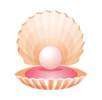Cartoon oyster shell with a pearl. Illustration isolated on white background vector