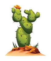 Cactus tree on the ground cartoon illustration vector