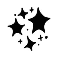 Stars and sparkles doodle illustration. Twinkle, blink, firework, glitter silhouette and glowing symbols in sketch style. Hand drawn illustration isolated on white background vector