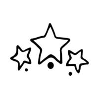 Stars and sparkles doodle illustration. Twinkle, blink, firework, glitter silhouette and glowing symbols in sketch style. Hand drawn illustration isolated on white background vector