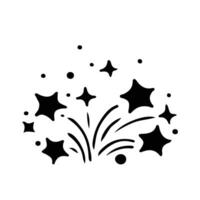 Stars and sparkles doodle illustration. Twinkle, blink, firework, glitter silhouette and glowing symbols in sketch style. Hand drawn illustration isolated on white background vector