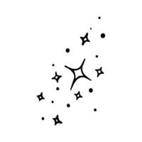 Stars and sparkles doodle illustration. Twinkle, blink, firework, glitter silhouette and glowing symbols in sketch style. Hand drawn illustration isolated on white background vector
