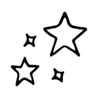 Stars and sparkles doodle illustration. Twinkle, blink, firework, glitter silhouette and glowing symbols in sketch style. Hand drawn illustration isolated on white background vector