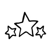 Stars and sparkles doodle illustration. Twinkle, blink, firework, glitter silhouette and glowing symbols in sketch style. Hand drawn illustration isolated on white background vector