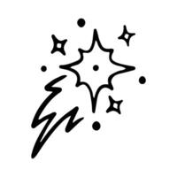 Stars and sparkles doodle illustration. Twinkle, blink, firework, glitter silhouette and glowing symbols in sketch style. Hand drawn illustration isolated on white background vector
