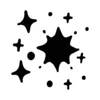 Stars and sparkles doodle illustration. Twinkle, blink, firework, glitter silhouette and glowing symbols in sketch style. Hand drawn illustration isolated on white background vector