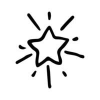 Stars and sparkles doodle illustration. Twinkle, blink, firework, glitter silhouette and glowing symbols in sketch style. Hand drawn illustration isolated on white background vector