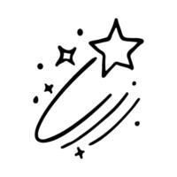 Stars and sparkles doodle illustration. Twinkle, blink, firework, glitter silhouette and glowing symbols in sketch style. Hand drawn illustration isolated on white background vector