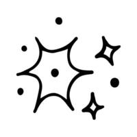 Stars and sparkles doodle illustration. Twinkle, blink, firework, glitter silhouette and glowing symbols in sketch style. Hand drawn illustration isolated on white background vector