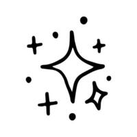 Stars and sparkles doodle illustration. Twinkle, blink, firework, glitter silhouette and glowing symbols in sketch style. Hand drawn illustration isolated on white background vector