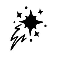 Stars and sparkles doodle illustration. Twinkle, blink, firework, glitter silhouette and glowing symbols in sketch style. Hand drawn illustration isolated on white background vector