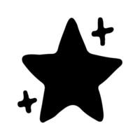 Stars and sparkles doodle illustration. Twinkle, blink, firework, glitter silhouette and glowing symbols in sketch style. Hand drawn illustration isolated on white background vector