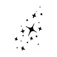 Stars and sparkles doodle illustration. Twinkle, blink, firework, glitter silhouette and glowing symbols in sketch style. Hand drawn illustration isolated on white background vector