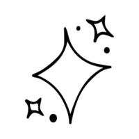 Stars and sparkles doodle illustration. Twinkle, blink, firework, glitter silhouette and glowing symbols in sketch style. Hand drawn illustration isolated on white background vector