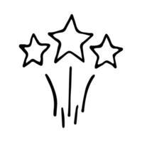 Stars and sparkles doodle illustration. Twinkle, blink, firework, glitter silhouette and glowing symbols in sketch style. Hand drawn illustration isolated on white background vector