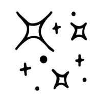 Stars and sparkles doodle illustration. Twinkle, blink, firework, glitter silhouette and glowing symbols in sketch style. Hand drawn illustration isolated on white background vector