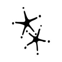 Stars and sparkles doodle illustration. Twinkle, blink, firework, glitter silhouette and glowing symbols in sketch style. Hand drawn illustration isolated on white background vector
