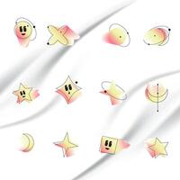 Gradient y2k shape element and geometric shape sticker vector