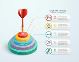 3d darts target diagram infographic template vector