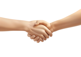 Pair of hands shaking warmly to signify a friendly greeting isolated on a transparent background png