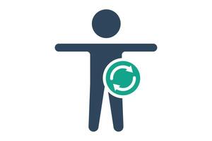 Metabolism icon. people with arrow. icon related to body processes. solid icon style. fitness elements illustration vector