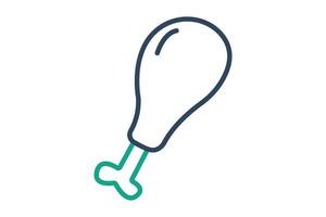 Chicken leg icon. icon related to protein source. line icon style. nutrition elements illustration vector