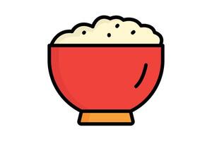 Rice icon. rice bowl. icon related to staple food. colored outline icon style. nutrition elements illustration vector