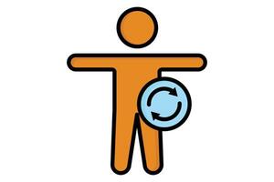 Metabolism icon. people with arrow. icon related to body processes. colored outline icon style. fitness elements illustration vector