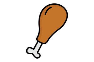 Chicken leg icon. icon related to protein source. colored outline icon style. nutrition elements illustration vector