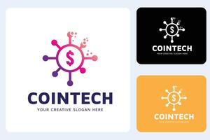 Coin Tech Logo Design Template vector