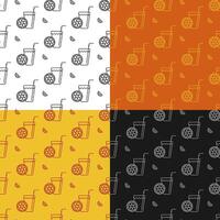 set of seamless patterns with Glass of refreshing citrus juice with straw and orange slice. Ornament for decoration and printing on fabric. Design element. vector