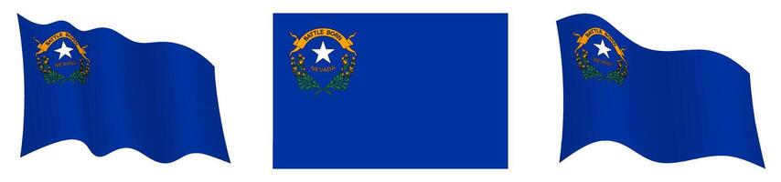 flag of american state of Nevada in static position and in motion, fluttering in wind in exact colors and sizes, on white background vector