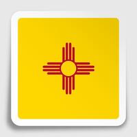 american state of New Mexico flag icon on paper square sticker with shadow. Button for mobile application or web. vector