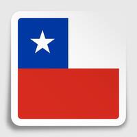 Chile flag icon on paper square sticker with shadow. Button for mobile application or web. vector