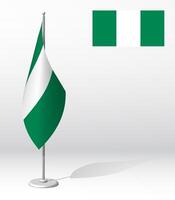 flag of NIGERIA on flagpole for registration of solemn event, meeting foreign guests. National independence day of NIGERIA. Realistic 3D on white vector