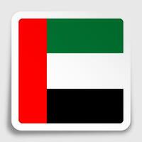UNITED ARAB EMIRATES flag icon on paper square sticker with shadow. Button for mobile application or web. vector