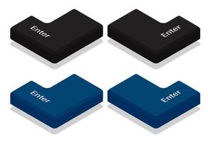 Isometric Enter key for keyboard. Isolated on white background vector