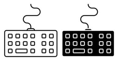 Linear icon. Wireless personal computer keyboard. Letters and symbols on keyboard buttons. Simple black and white isolated on white background vector