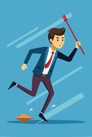 Businessman Failing Baton Pass and Losing Business Competition Due to Mistake, Error, or Distrust vector