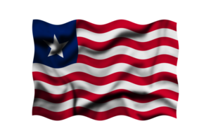 Waving the flag of Liberia on a transparent background. 3d rendering png