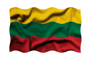 Waving the flag of Lithuania on a transparent background. 3d rendering png