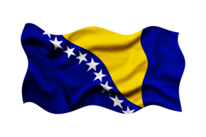 Waving the flag of Bosnia and Herzegovina on a transparent background. 3d rendering png