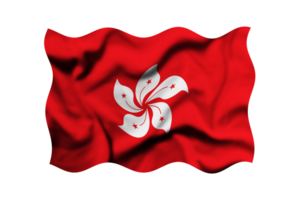 Waving the flag of Hong Kong on a transparent background. 3d rendering png
