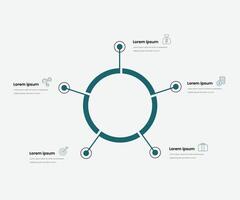 Thin line flat circle for infographic. Template for cycle diagram, graph, presentation and round chart. Business concept with 5 options, parts, steps or processes. free template vector