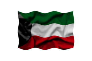 Waving the flag of Kuwait on a transparent background. 3d rendering png