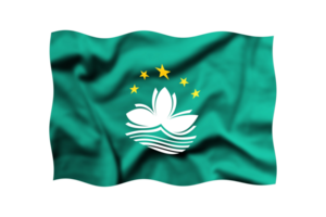 Waving the flag of Macau on a transparent background. 3d rendering png