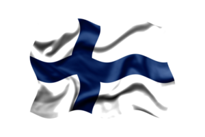Waving the flag of Finland on a transparent background. 3d rendering png
