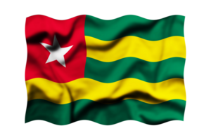 Waving the flag of Togo on a transparent background. 3d rendering png