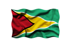 Waving the flag of Guyana on a transparent background. 3d rendering png