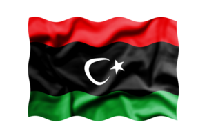 Waving the flag of Libya on a transparent background. 3d rendering png